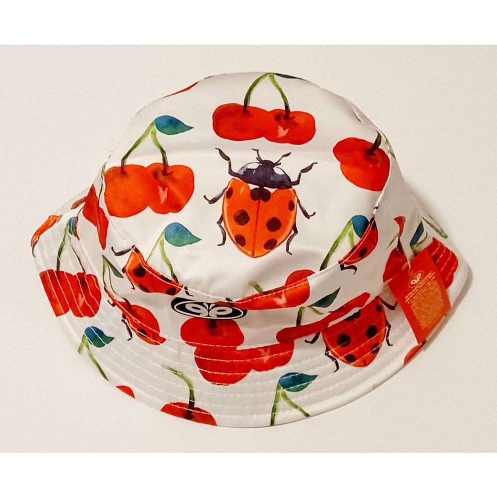 Petals and Peacocks Ladybug and Cherry White Bucket Hat NWT